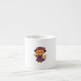 Elegant Cat with Fan - Specialty Mug Espresso Kop