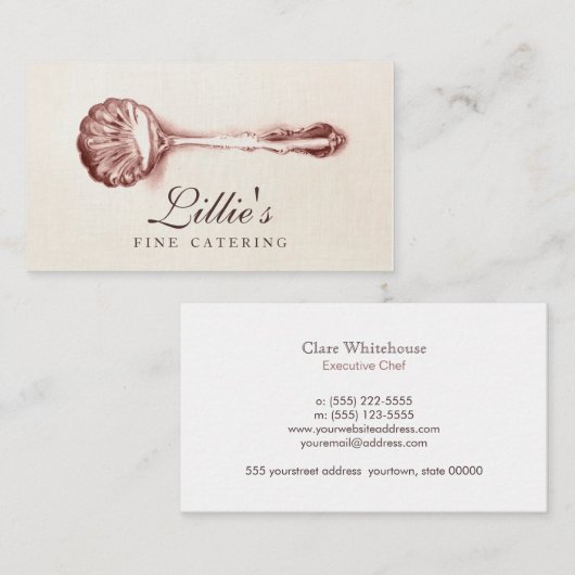 Elegant Catering Personal Chef  Spoon Visitekaartje (Voorkant / Achterkant)