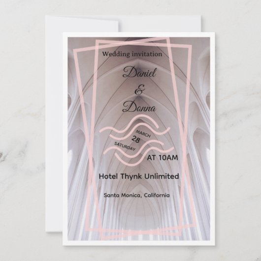 Elegant Cathedral Wedding Invitation | Blush Minim Kaart (Voorkant)