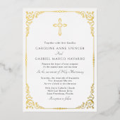 Elegant Catholic Mass Wedding Folie Uitnodiging (Voorkant)