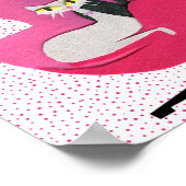 Elegant Cats Diamond Halsbanden in Roze stoel Stip Poster (Hoek)