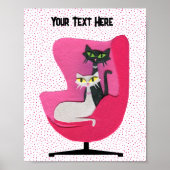 Elegant Cats Diamond Halsbanden in Roze stoel Stip Poster (Voorkant)
