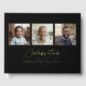 Elegant Celebrating The Life 3 Photos Funeral Gastenboek (Voorkant)