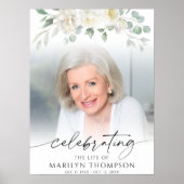 Elegant Celebrating the Life of Floral Photo Poster (Voorkant)