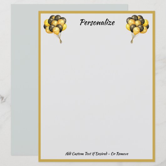 Elegant Celebration Balloons Black & Gold (Voorkant / Achterkant)