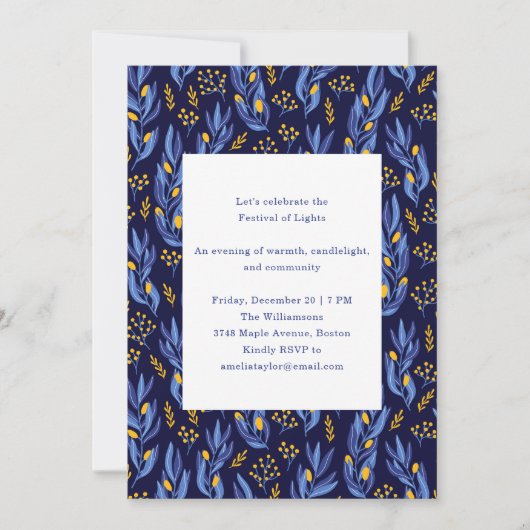 Elegant Celebration Blue Festive Hanukkah Party Kaart (Voorkant)