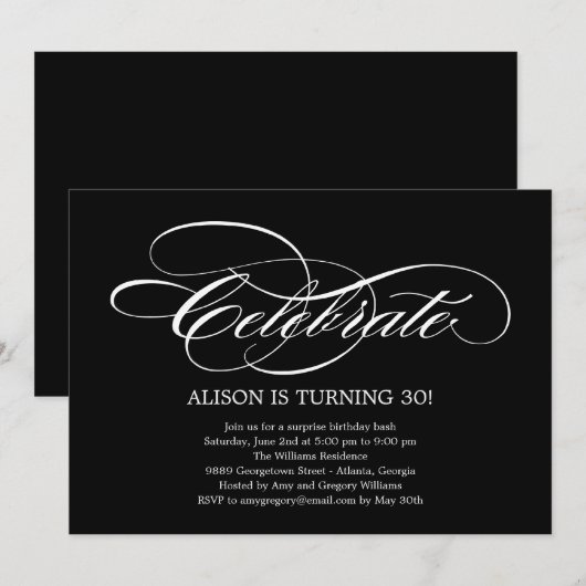 Elegant Celebration General Party Invitation Kaart (Voorkant / Achterkant)