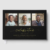 Elegant Celebration of Life 3 Photos Funeral Gastenboek (Voorkant)