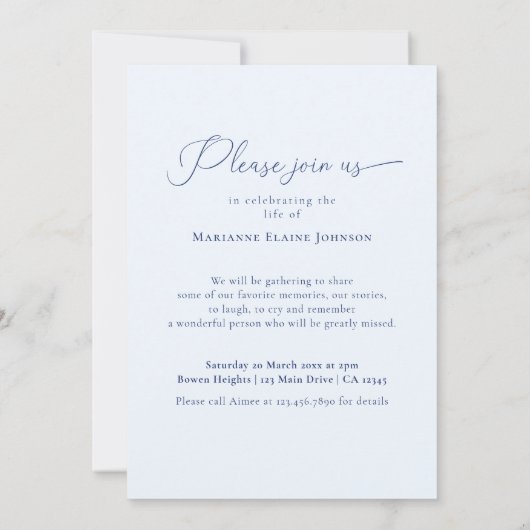 Elegant Celebration of Life Floral Photo Memorial Kaart (Achterkant)