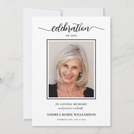 Elegant Celebration of Life Funeral Memorial Kaart (Voorkant)