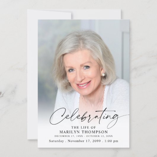 Elegant Celebration of Life Funeral Memorial Photo Kaart (Voorkant)