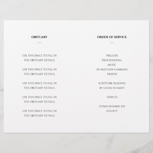 Elegant Celebration of Life Funeral Programme (Achterkant)