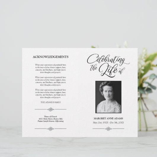 Elegant Celebration of Life Funeral Programme (Staand voorkant)