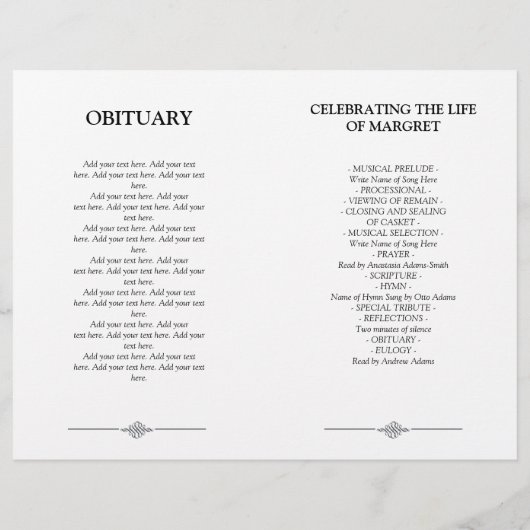 Elegant Celebration of Life Funeral Programme (Achterkant)
