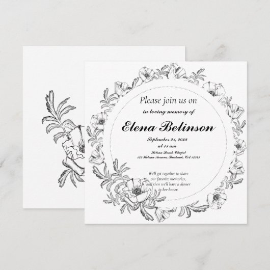 Elegant Celebration of Life Memorial begrafenis Kaart (Voorkant / Achterkant)