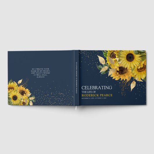 Elegant 'Celebration of Life' - Memorial Sunflower Gastenboek (Volledig)