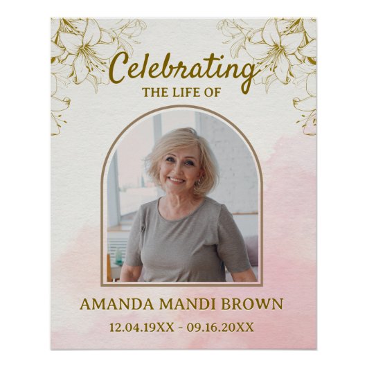 Elegant Celebration of Life Photo Funeral Poster (Voorkant)