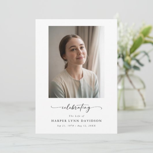 Elegant Celebration of Life Photo Funeral Program Programmakaart (Staand voorkant)