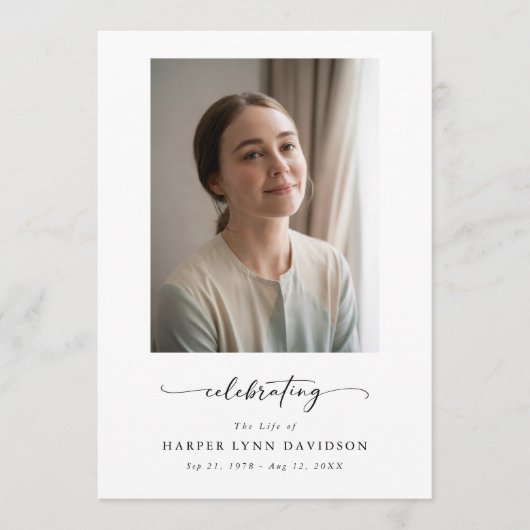 Elegant Celebration of Life Photo Funeral Program Programmakaart (Voorkant)