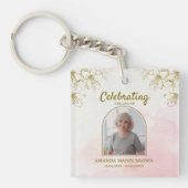 Elegant Celebration of Life Photo Funeral Sleutelhanger (voorkant)