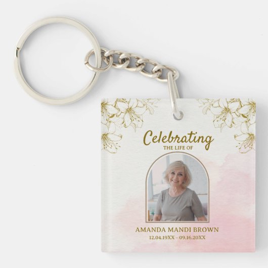 Elegant Celebration of Life Photo Funeral Sleutelhanger (voorkant)