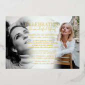 Elegant Celebration of Life Photo Gold Folie Uitnodiging (Voorkant)