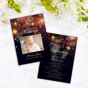 Elegant Celebration of Life Photo Memorial Kaart