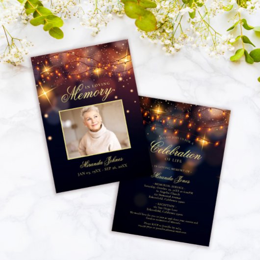 Elegant Celebration of Life Photo Memorial Kaart