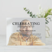 Elegant Celebration of Life Photo Overlay Funeral Kaart (Staand voorkant)