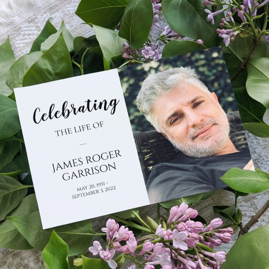 Elegant Celebration of Life Prayer Card with Photo Informatiekaartje