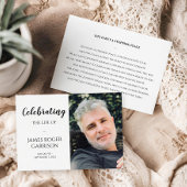 Elegant Celebration of Life Prayer Card with Photo Informatiekaartje