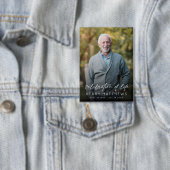 Elegant Celebration of Life Script Photo Funeral  Button (Insitu)