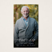 Elegant Celebration of Life Script Photo Prayer  Visitekaartje (Voorkant)