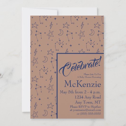 Elegant Celestial Baby shower Kaart (Voorkant)