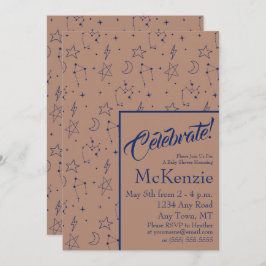 Elegant Celestial Baby shower Kaart