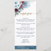 Elegant Celestial Blooms, Blauwe Waterverf, Floral Menu (Voorkant)