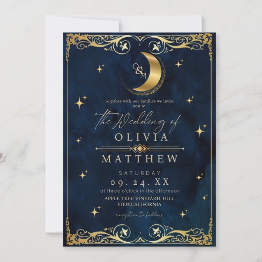 Elegant Celestial Blue Wedding  Kaart (Voorkant)