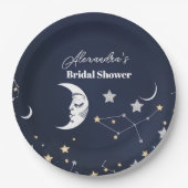 Elegant Celestial Crescent Moon Vrijgezellenfeest Papieren Bordje (Voorkant)