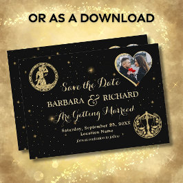Elegant Celestial Foto Bruiloft Save the Date Kaar