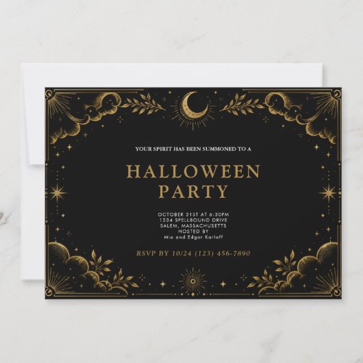 Elegant Celestial Halloween-feest Kaart (Voorkant)