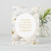 Elegant Celestial Moon and Stars Wedding Kaart (Staand voorkant)