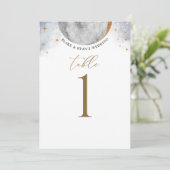Elegant Celestial Moon Sky and Stars Table Number (Staand voorkant)