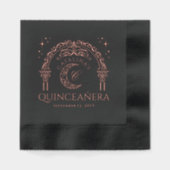 Elegant Celestial Moon Tiara Quinceanera Monogram Folie Servetten (Voorkant)
