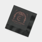 Elegant Celestial Moon Tiara Quinceanera Monogram Folie Servetten (Links)