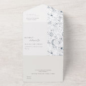 Elegant Celestial Navy Sterrennacht Moon Wedding All In One Uitnodiging (Buitenkant)