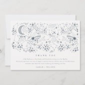 Elegant Celestial Navy Sterrennacht Moon Wedding Bedankkaart (Voorkant)