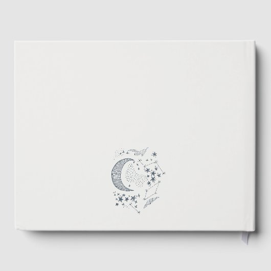 Elegant Celestial Navy Sterrennacht Moon Wedding Gastenboek (Achterkant)