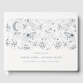 Elegant Celestial Navy Sterrennacht Moon Wedding Gastenboek (Voorkant)