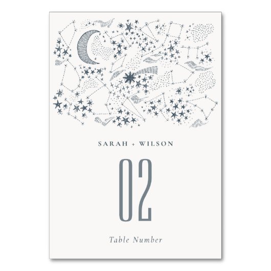 Elegant Celestial Navy Sterrennacht Moon Wedding Kaart (Voorkant)