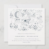 Elegant Celestial Navy Sterrennacht Moon Wedding Kaart (Voorkant)